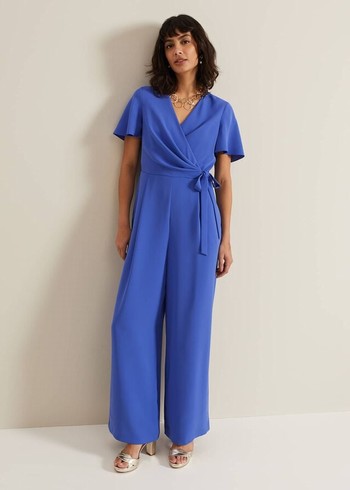 Phase Eight Julissa Blue Wide Leg Jumpsuit Blue Canada | WGAUVN-894